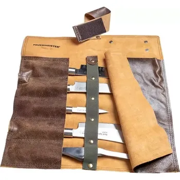 Pouzdro na nůž ANTIKcognac Kožené rolovací pouzdro na nože Feuermeister ANTIK cognac