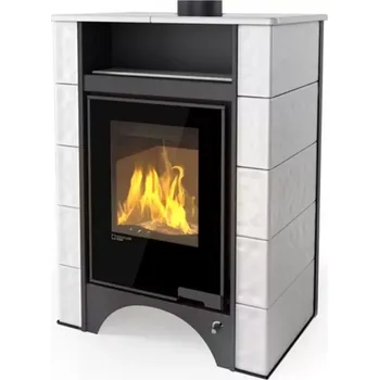 Krbová kamna HSF34-113 Kachlová kamna AQUAFLAM VARIO PERU 11kW, kachle bílá (teplovzdušná verze) Flamingo