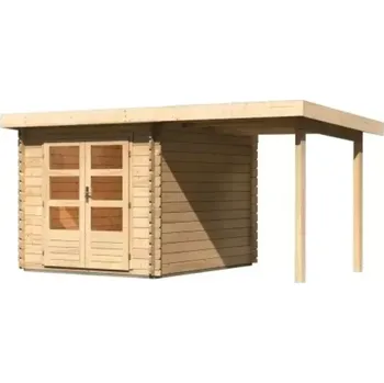 Zahradní stavba LG2856 Dřevěný domek KARIBU BASTRUP 4 + přístavek 200 cm (78672) natur