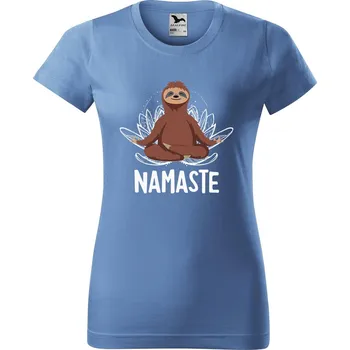Dámské tričko DOBRÝ TRIKO Dámské tričko s potiskem Namaste lenochod Barva: Azurová modrá, Velikost: XL