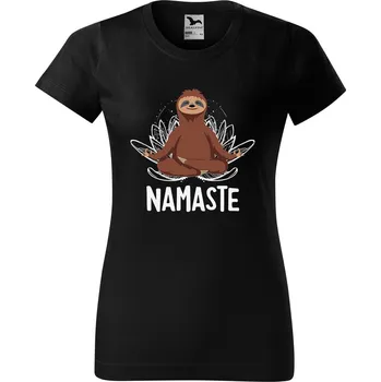 Dámské tričko DOBRÝ TRIKO Dámské tričko s potiskem Namaste lenochod Barva: Černá, Velikost: 3XL