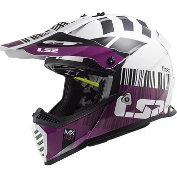 Helma na motorku LS2 MX437 FAST EVO XCODE GLOSS WHITE VIOLET (Velikost: M) 404373775-MASTER