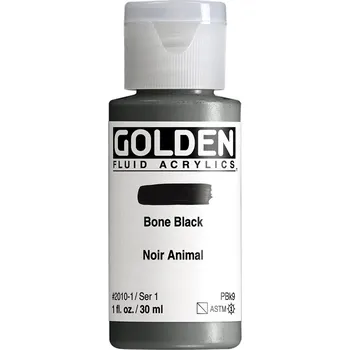 Vodová barva Akrylová barva Golden Fluid - 2010 Bone Black Objem: 30 ml