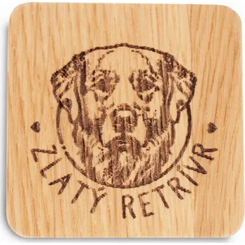 psí známka Svět Tlapky Magnetka Psičtver s volitelným plemenem psa Dřevina: Dub