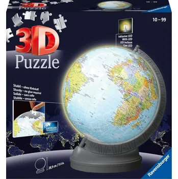 3D puzzle RAVENSBURGER 3D Puzzleball Svítící Globus (Zeměkoule) 548 dílků