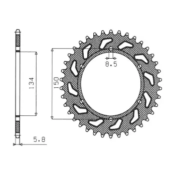 Řetězová sada pro motocykl ocelová rozeta pro sekundární řetězy typu 520, SUNSTAR (50 zubů) M271-3029-50