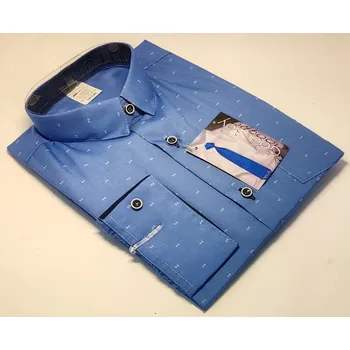 Chlapecká košile Chlapecká košile s dlouhým rukávem modrá vzorovaná GBK2 (GBK2)