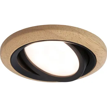 Venkovní osvětlení Paulmann 92238 Lanati Coin, dřevěná bodovka s černou, 1x6W LED 2700K, prům. 8,4cm