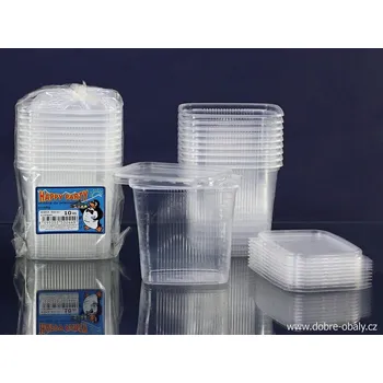 Party nádobí Misky plastové hranaté s víčkem 500ml PP, 10 ks Happy Party