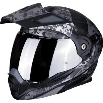 Helma na motorku Moto přilba SCORPION ADX-1 BATTLEFLAGE matná černo/stříbrná (Velikost: XS) MCF_11800