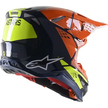 Helma na motorku přilba SUPERTECH S-M8 FACTORY, ALPINESTARS (tmavá modrá/oranžová/žlutá fluo lesklá, vel. 2XL) (Velikost: XS) 8302222-7445