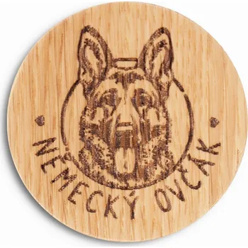 psí známka Svět Tlapky Magnetka Psikruh s volitelným plemenem psa Dřevina: Olše