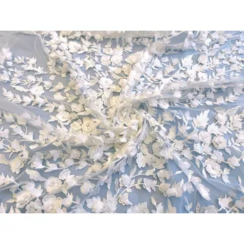 Krajka 3D krajka s květinovým motivem, perličkami a flitry