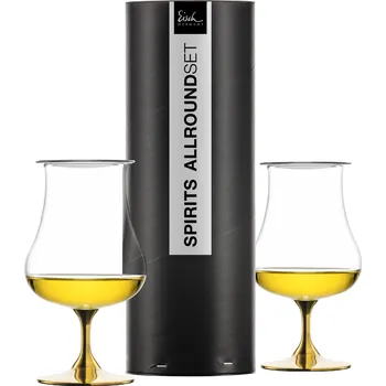 Sklenice EISCH – 2 univerzální sklenice na destiláty zlacené + aroma víčka