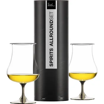 Sklenice EISCH – 2 univerzální sklenice na destiláty platinové + aroma víčka