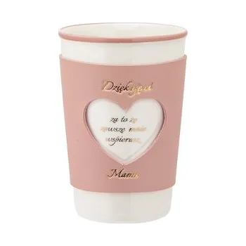 KUBEK STOŻEK NBC 420 ML Z OPASKĄ Z EKOSKÓRY DEK. DZIĘKUJĘ CI MAMO COLOR BOX (N.)