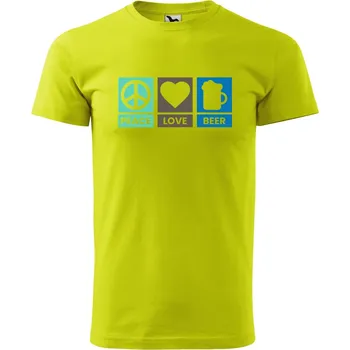 Pánské tričko DOBRÝ TRIKO Pánské tričko Peace love beer Velikost: XS, Barva: Limetková