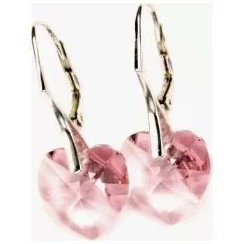 Náušnice Stříbrné náušnice srdce Swarovski light rose - NK1295 (Stříbrné náušnice se Swarovski krystalem)