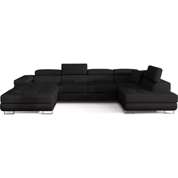 Sedací souprava Rohová rozkládací sedací souprava RODRIGO 345 cm Kronos 07 černá pravá