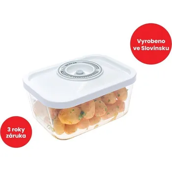 Dóza na potraviny Dóza STATUS 181051 Skleněná vakuová dóza 1,5 l bílá