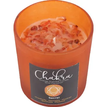Svíčka Čakra Sakrální s pomerančovou vůní a nefritem