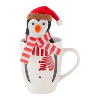 ZIMOWY KUBEK BARYŁKA NBC 340 ML Z MASKOTKĄ PINGWINEK W OPASCE