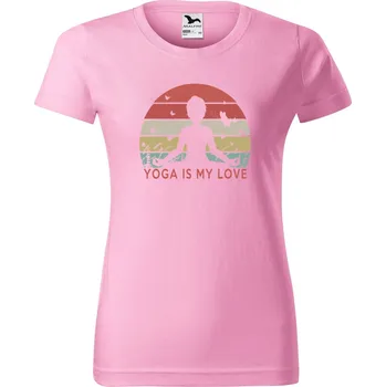 DOBRÝ TRIKO Dámské tričko Yoga is my love Barva: Růžová, Velikost: 3XL
