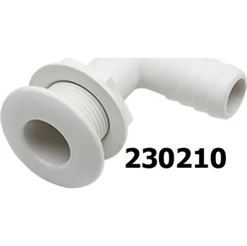 Člun NUTICHE Palubní průchodka z nylonu 90 ° s hadicovým konektorem. Závit: 3/4", Průměr hadice: 20mm