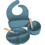 PupyHou Dětská silikonová jídelní sada PupyHou, 5-dílná Barva: Blue (modrá)