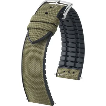 Módní doplněk Textilní řemínek Hirsch Arne M 0925090140-2, zelený, textil/přírodní kaučuk, délka M, Quick Release