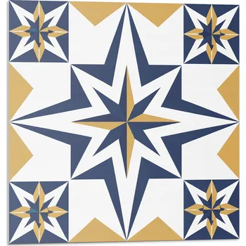 Dlažba Samolepicí vinylové dlaždice Geometrické hvězdy v čtvercích 20x20x20
