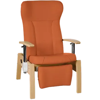Sedací souprava GAVOTA C2-2-V pečovatelské křeslo, pevné, s polohováním obsluhou, opěrák comfort, výškově stavitelné područky, dřevěný rám, koženka oranžová