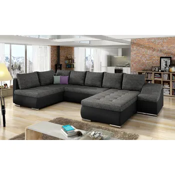 Sedací souprava Rozkládací rohová sedačka TORONTO U černá melír / černá