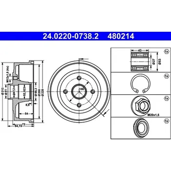 Brzdový buben Brzdový buben ATE 24.0220-0738.2
