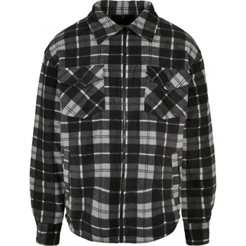 Pánská bunda Pánská jarní bunda Urban Classics Plaid Teddy Lined - černá,bílá 4XL