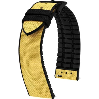 Řemínek na hodinky Textilní řemínek Hirsch Arne L 0925090072-5, žlutý, textil/přírodní kaučuk, délka L, Quick Release - 22 mm
