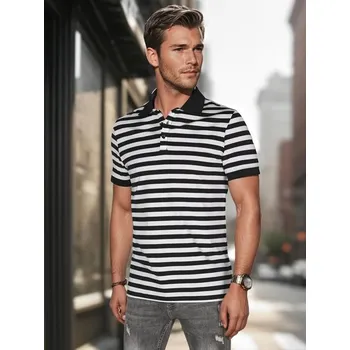 Pánská košile Dstreet Módní černá pánská polokošile s pruhovaným vzorem