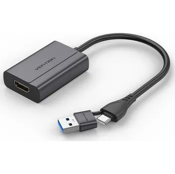 Video kabel Redukce Vention USB-C and USB-A to HDMI Converter Gray Aluminium Alloy Type+I28
