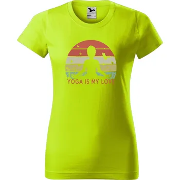 Dámské oblečení DOBRÝ TRIKO Dámské tričko Yoga is my love Barva: Limetková, Velikost: XL