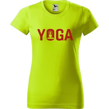 Dámské oblečení DOBRÝ TRIKO Dámské tričko s potiskem Yoga Barva: Limetková, Velikost: XS