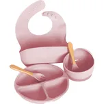PupyHou Dětská silikonová jídelní sada PupyHou, 5-dílná Barva: Pink (růžová)
