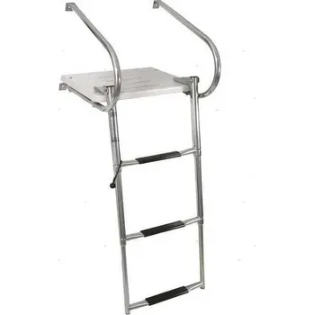 Člun MTM Koupací molo s podpěrou 350 x 450 mm se zesíleným plastovým vrchním dílem a 3-stupňovým teleskopickým žebříkem.