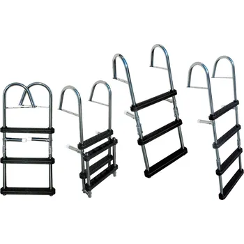 Žebřík NUTICHE Nerezový sklopný žebřík s madlem a plastovými schodnicemi Počet příček: 3