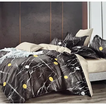 Povlečení Numberoplus Bavlněné povlečení na dvoulůžko + prostěradlo ZDARMA - Mramor black