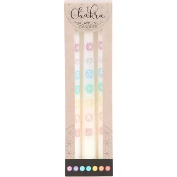Kónické svíčky Čakra - sada 3 bílých svíček pro harmonizaci energií