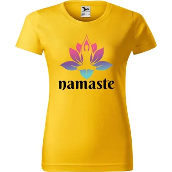 Dámské tričko DOBRÝ TRIKO Dámské tričko s potiskem Namaste Barva: Žlutá, Velikost: 2XL