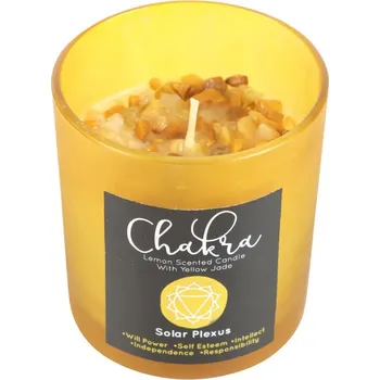 Svíčka Čakra Solar Plexus s citronovou vůní a nefritem