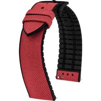 Řemínek na hodinky Textilní řemínek Hirsch Arne M 0925090160-5, červený, textil/přírodní kaučuk, délka M, Quick Release