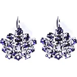 Stříbrné náušnice květ Swarovski Tanzanite - NK1342 (Stříbrné náušnice s krystaly Swarovski)