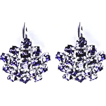 Náušnice Stříbrné náušnice květ Swarovski Tanzanite - NK1342 (Stříbrné náušnice s krystaly Swarovski)